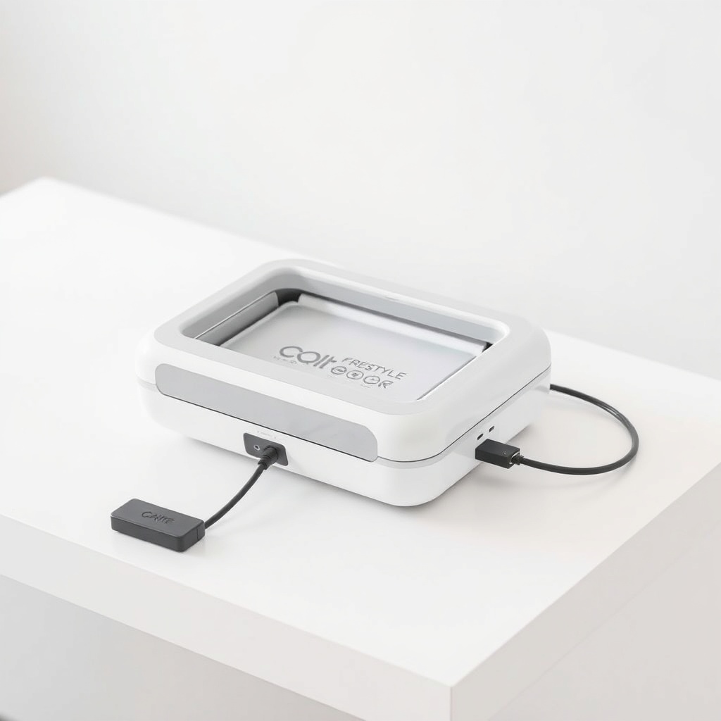 <A photorealistic image of a Caire Freestyle Comfort unit with its battery pack removed